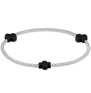 Sterling Silver Signature Cross 3mm Bead Bracelet- Onyx