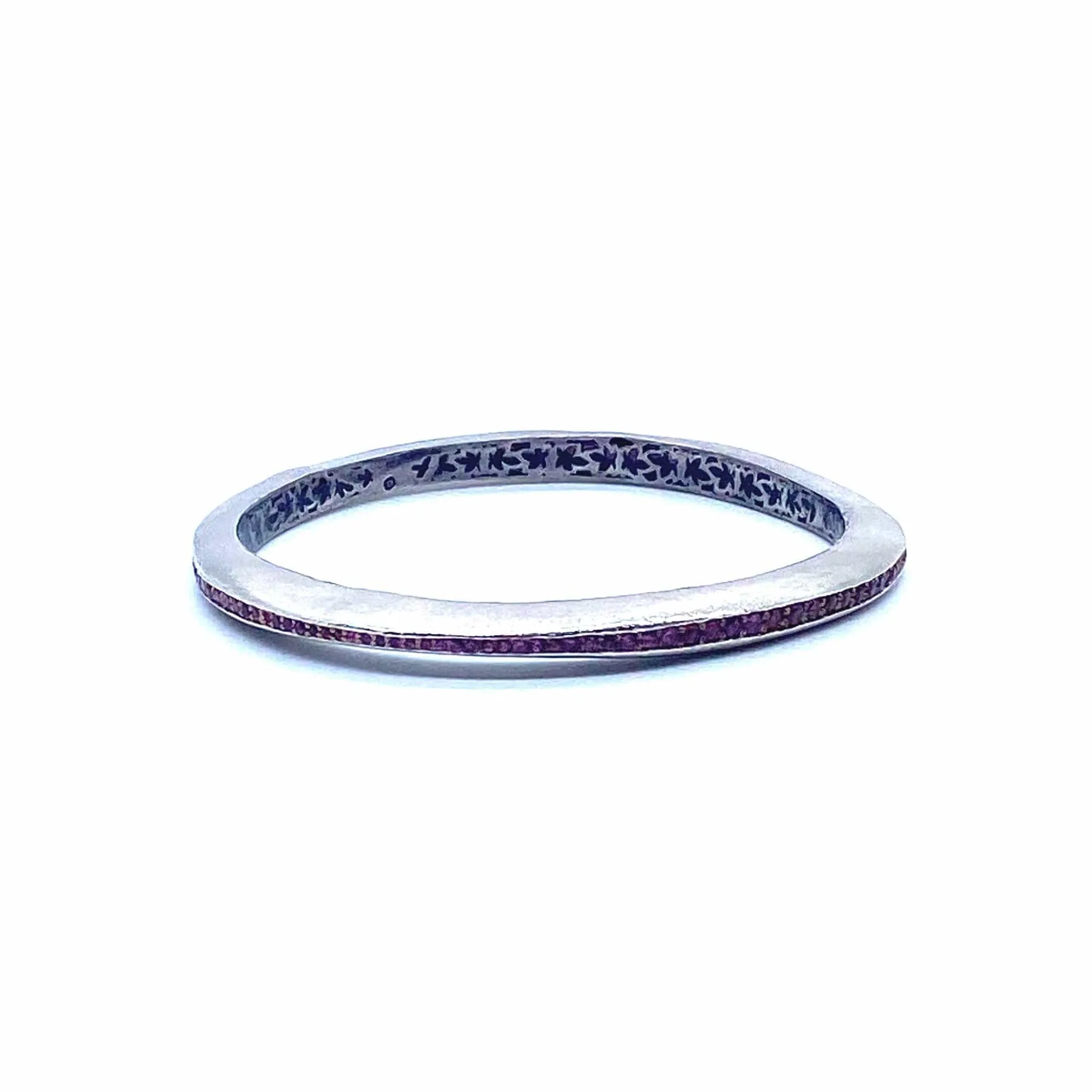 Sterling Silver Tribal Garnet Rhodolite Wave Bangle 5mm Thick