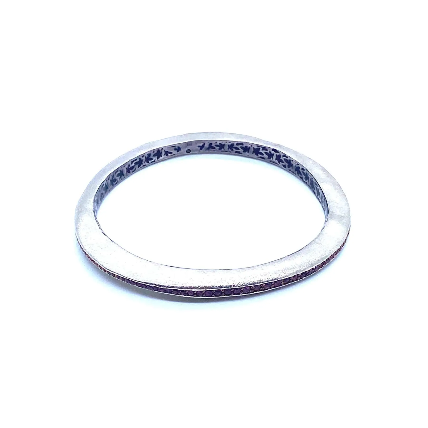 Sterling Silver Tribal Garnet Rhodolite Wave Bangle 5mm Thick