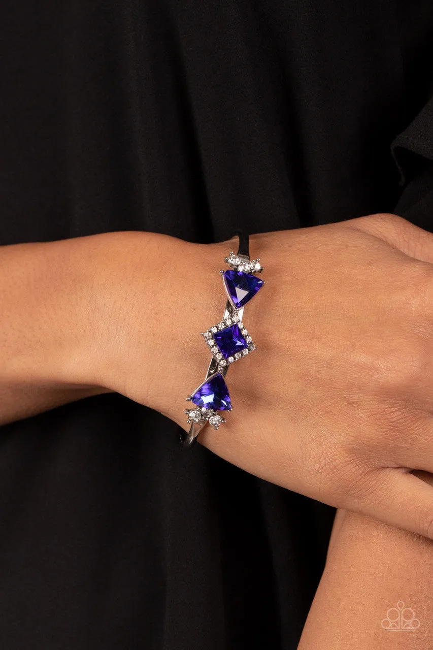 Strategic Sparkle - Blue - Geometric Sapphire Gem Paparazzi Cuff Bracelet