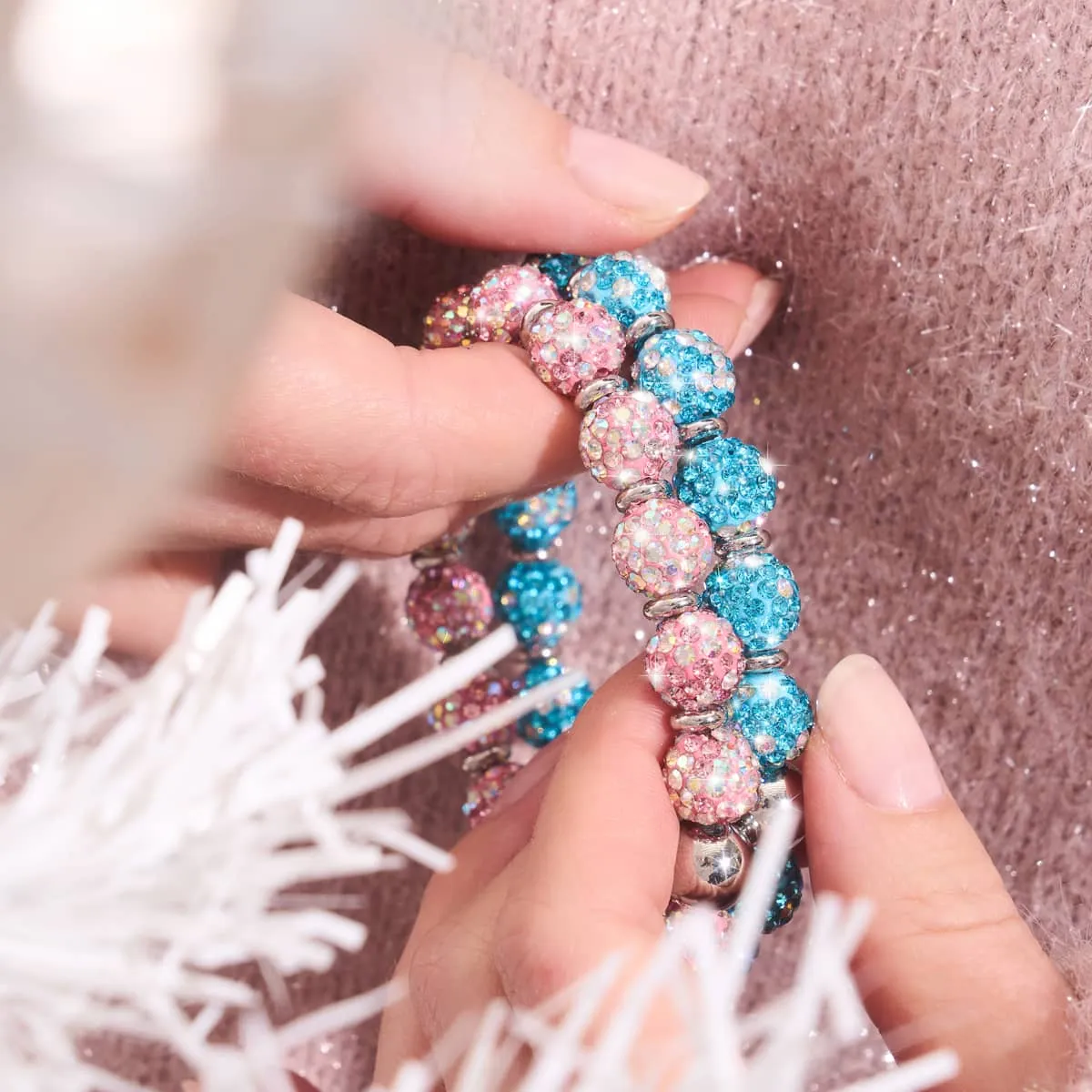 Strawberry Confetti | Deluxe Crystal Kikiballa Bracelet