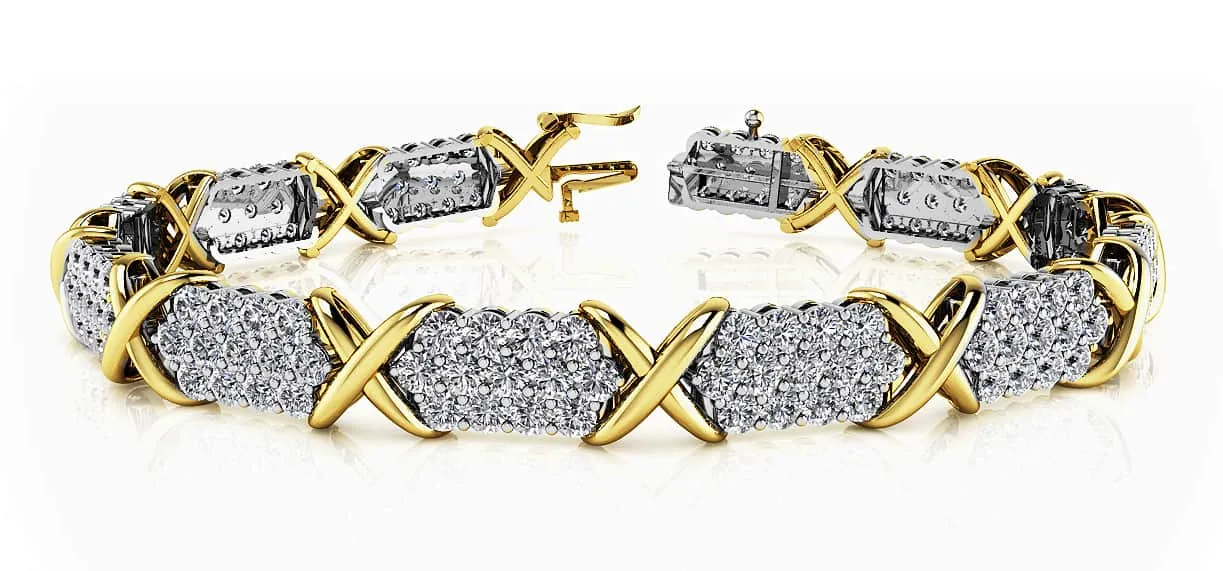 Stylized X Triple Row Diamond Bracelet with 5.72 ct.(finished) 2.25mm