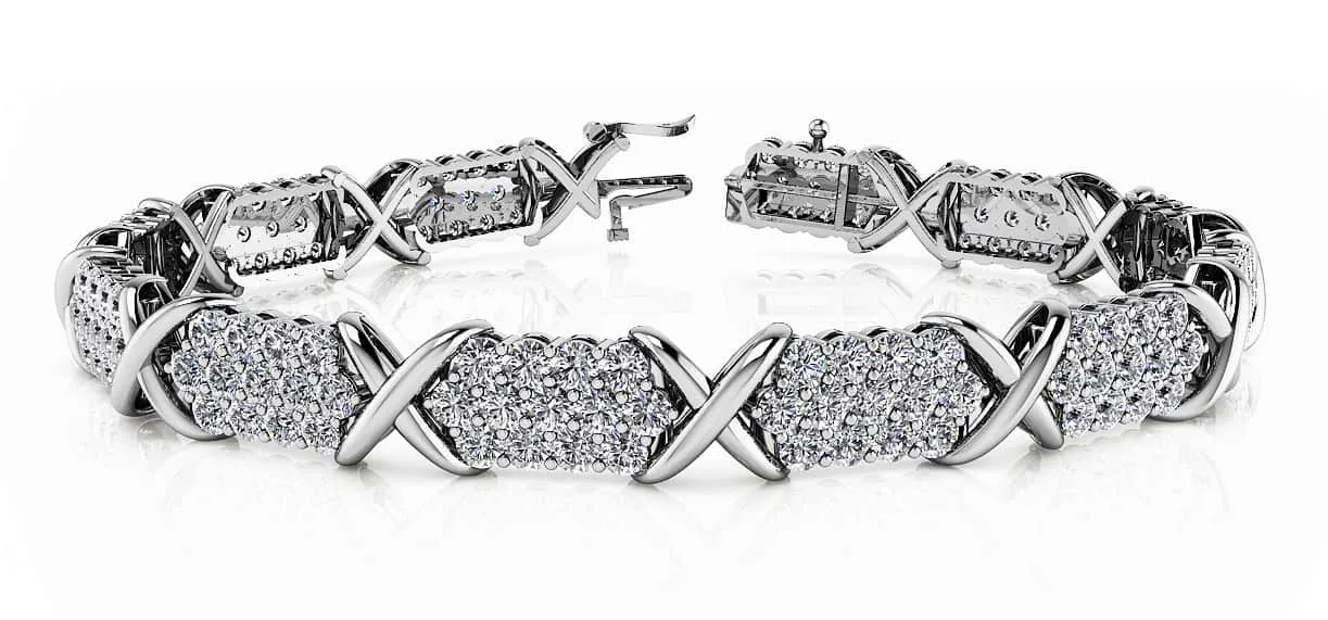 Stylized X Triple Row Diamond Bracelet with 5.72 ct.(finished) 2.25mm