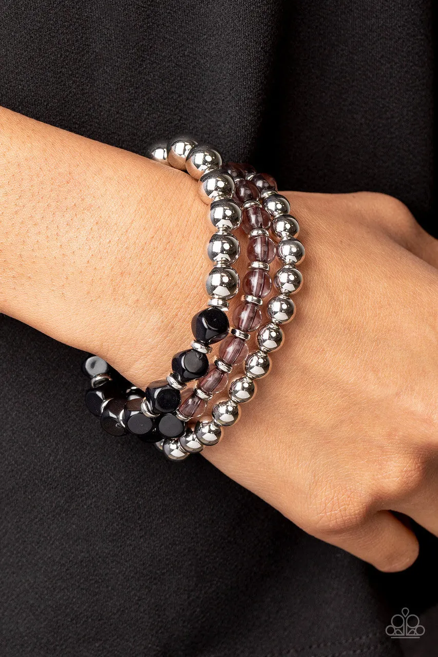 Summer Sabbatical - Black - Faceted Bead Paparazzi Stretchy Bracelet