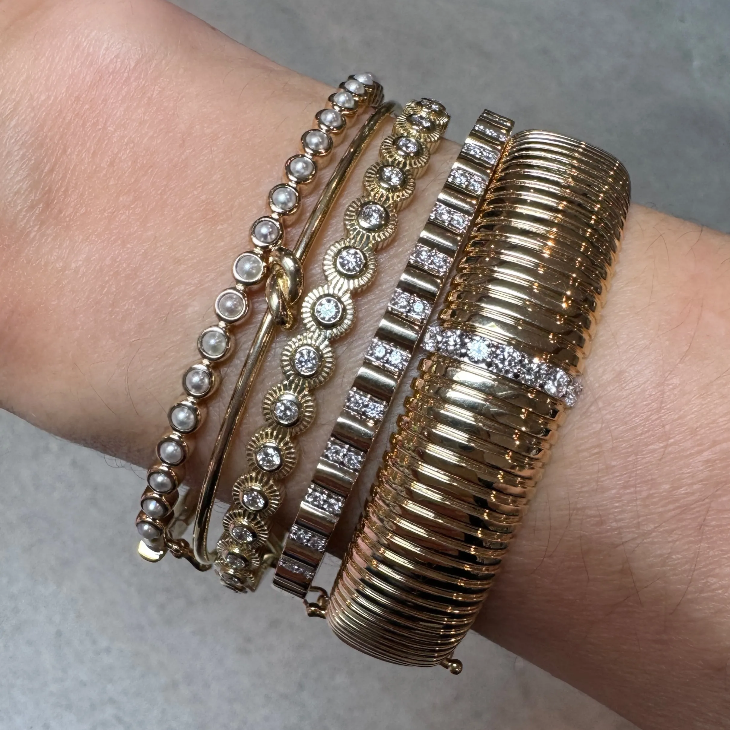 Sunbeam Diamond & Rainbow Sapphire Bangle Bracelet