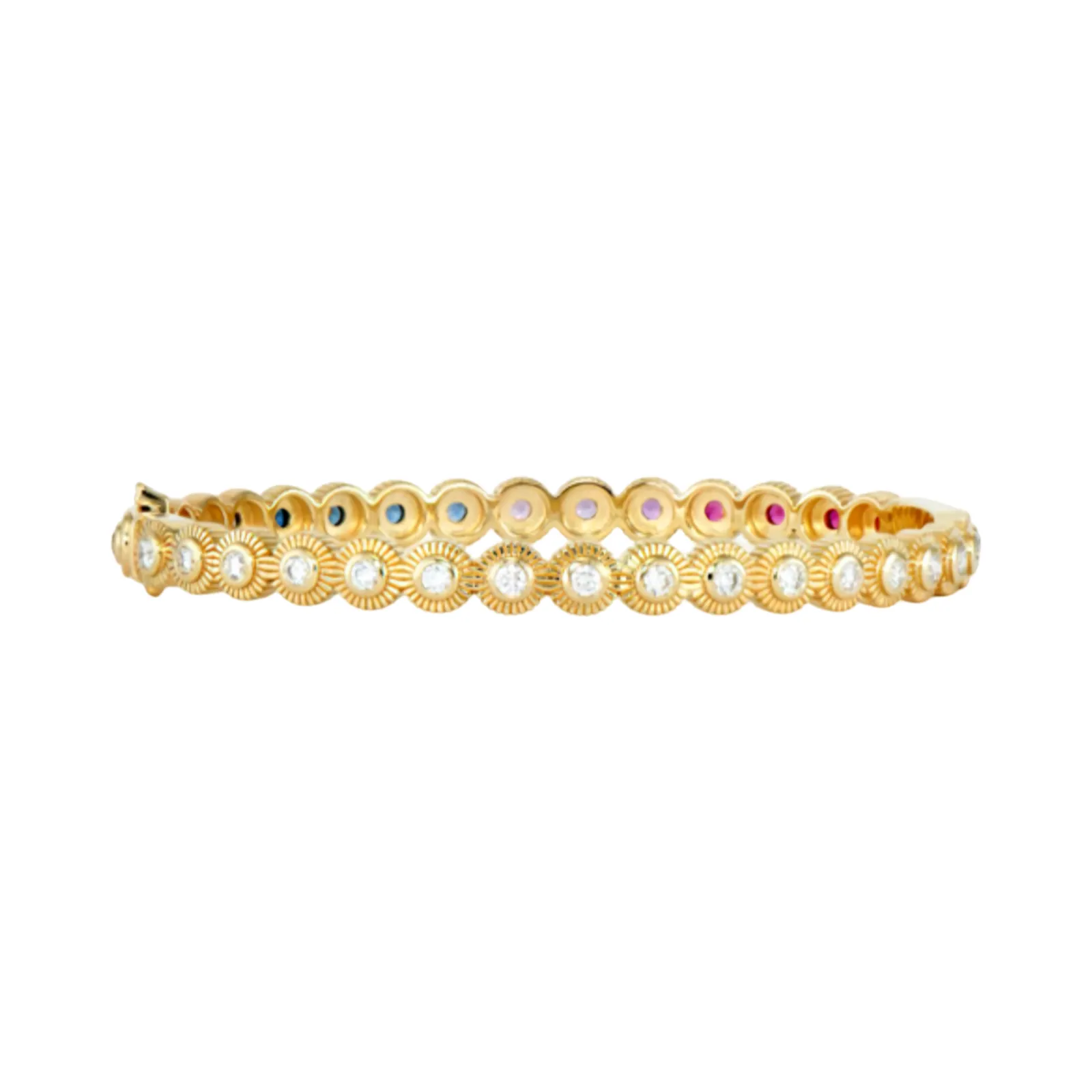 Sunbeam Diamond & Rainbow Sapphire Bangle Bracelet