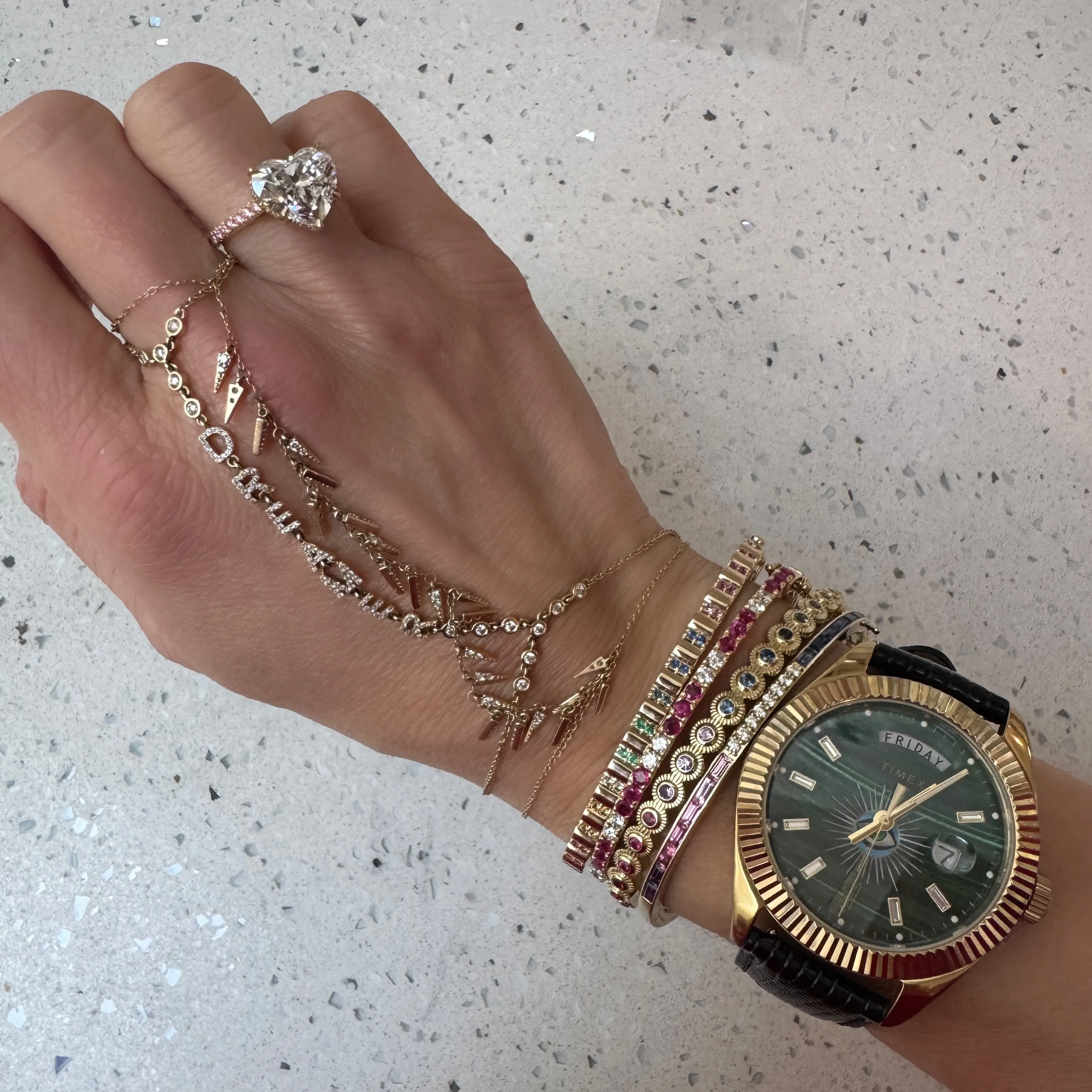 Sunbeam Diamond & Rainbow Sapphire Bangle Bracelet