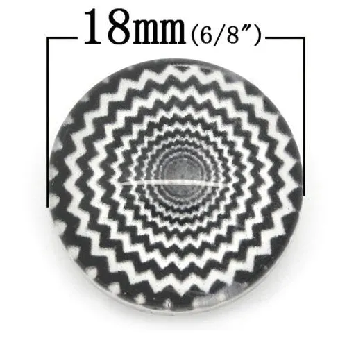 Swirl Design Glass Chunk Charm Button Fits Chunk Bracelet 18mm for Noosa Style Chunk Leather Bracelet