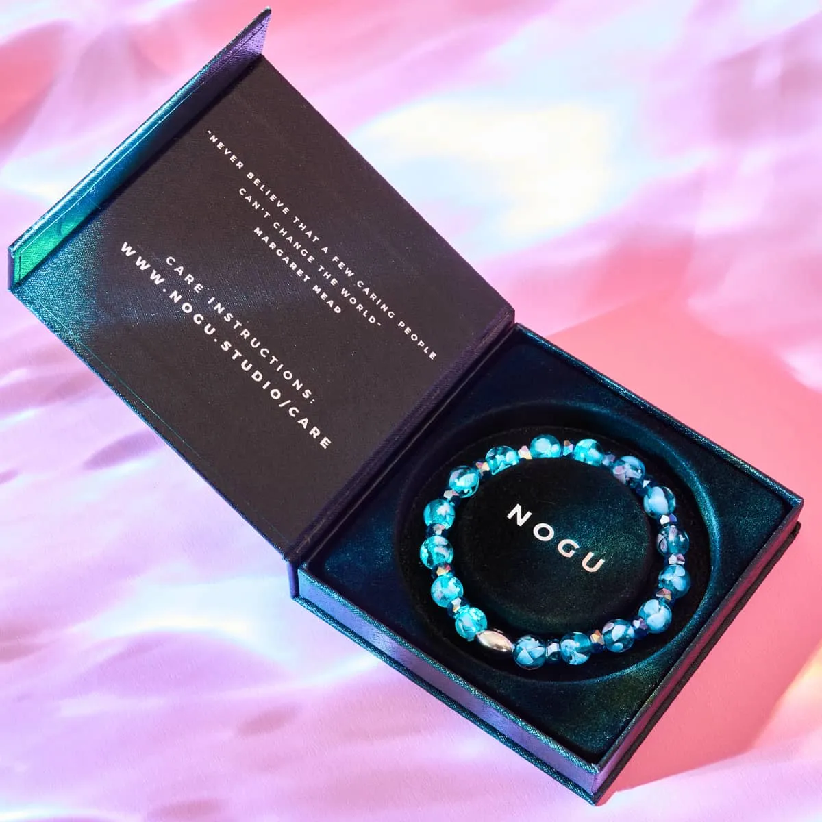 Teal Orchid | .925 Sterling Silver | Firefly Glass Blossom Bracelet