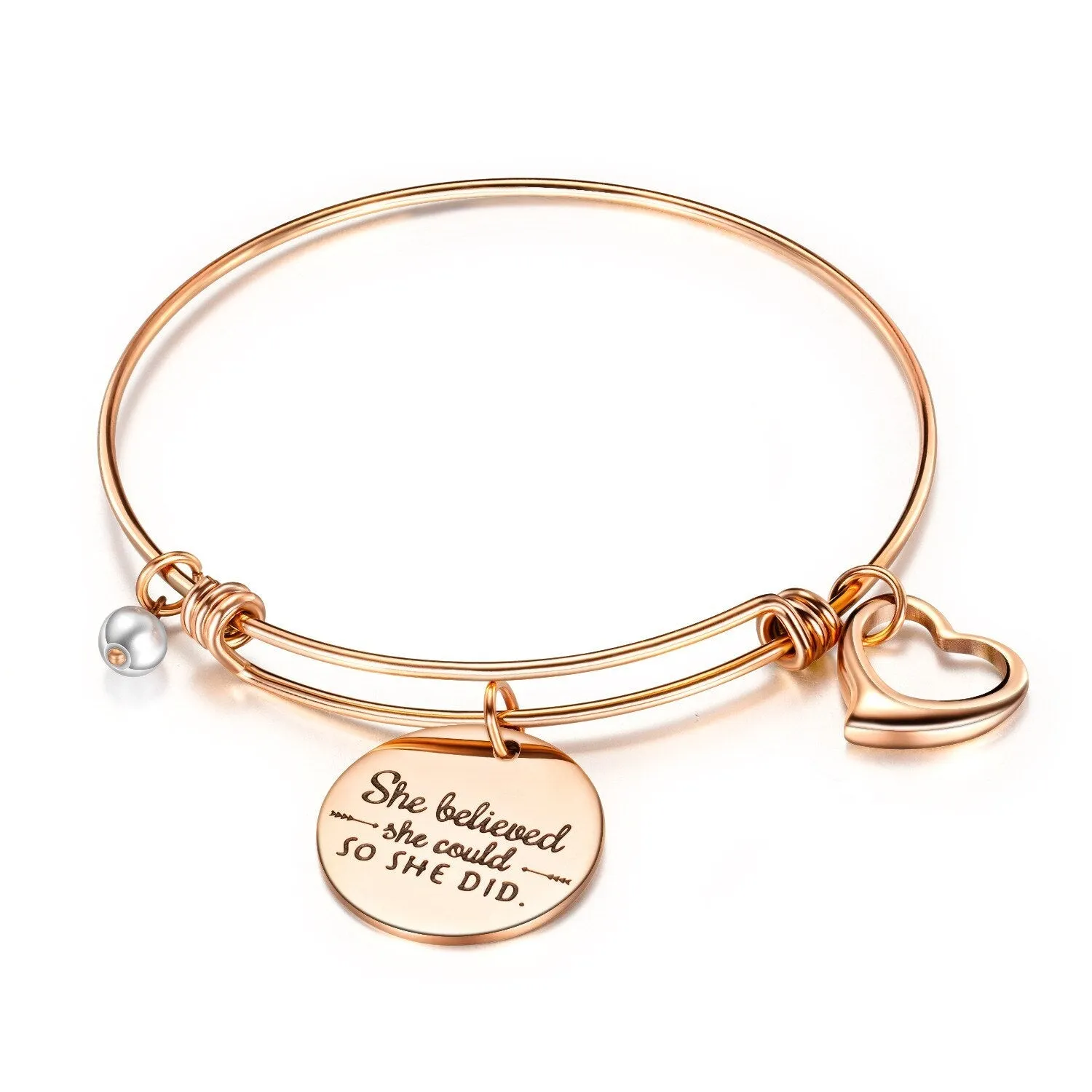 Teenagers' Bracelets:  Surgical Steel Expanding Charm Bangles