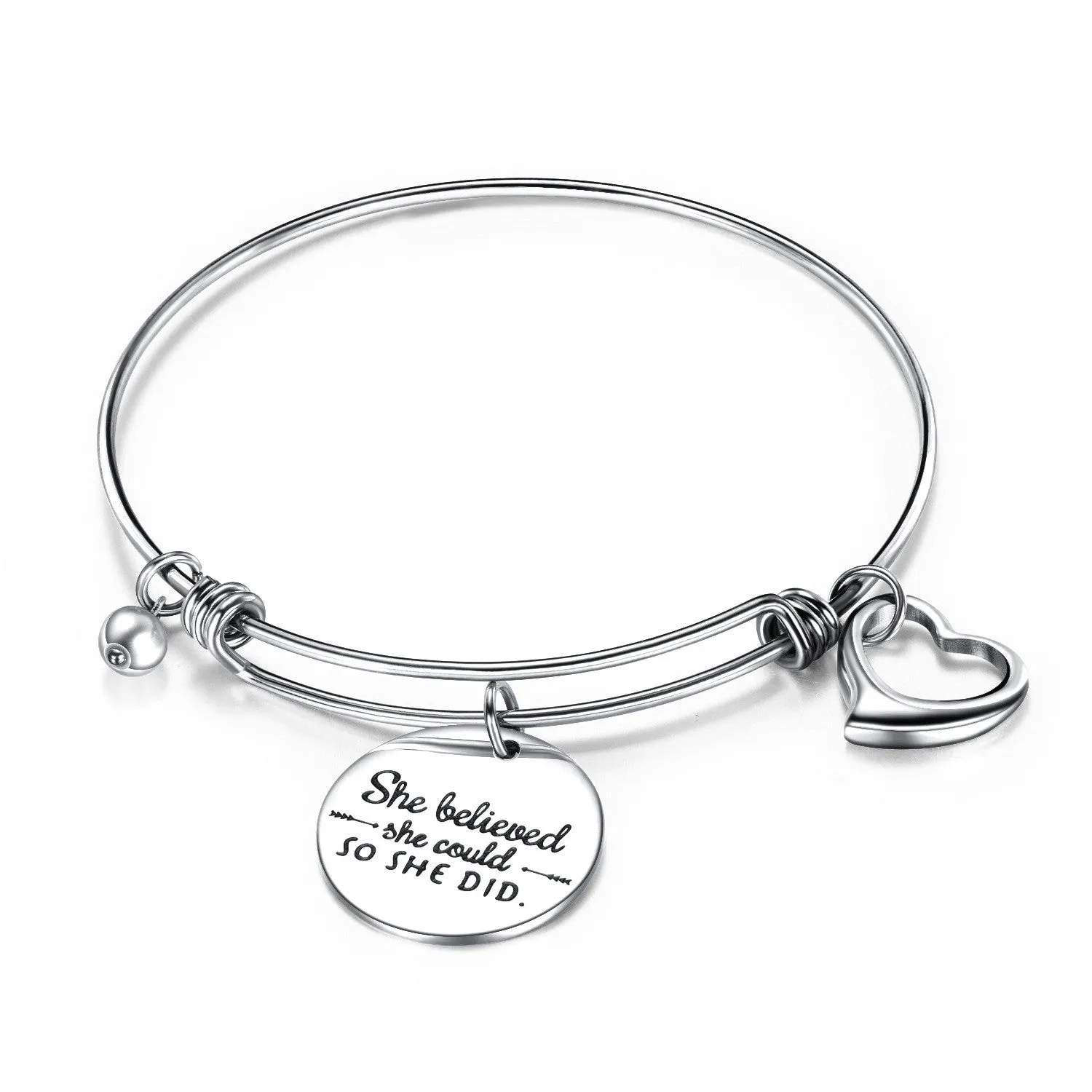 Teenagers' Bracelets:  Surgical Steel Expanding Charm Bangles