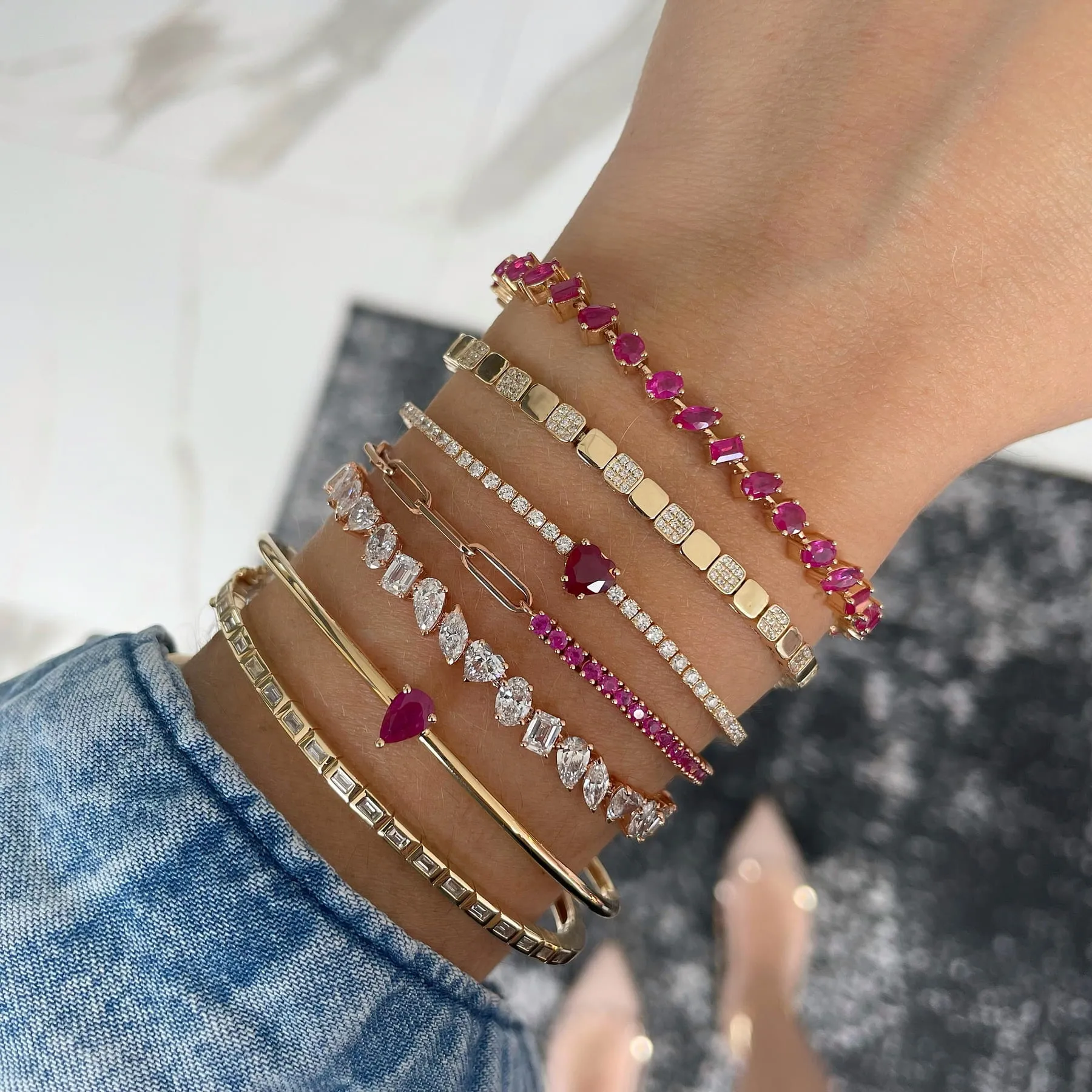 Tennis Bracelet with Solitaire Gemstone