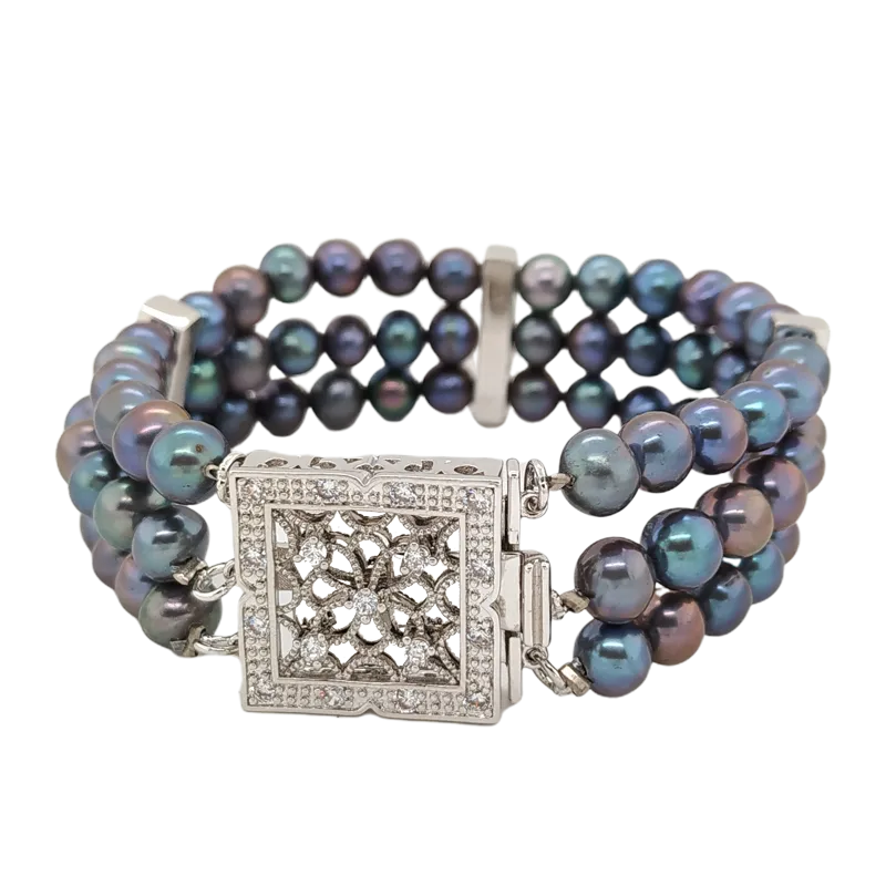 Three Layer Off Round Pearl Bracelet