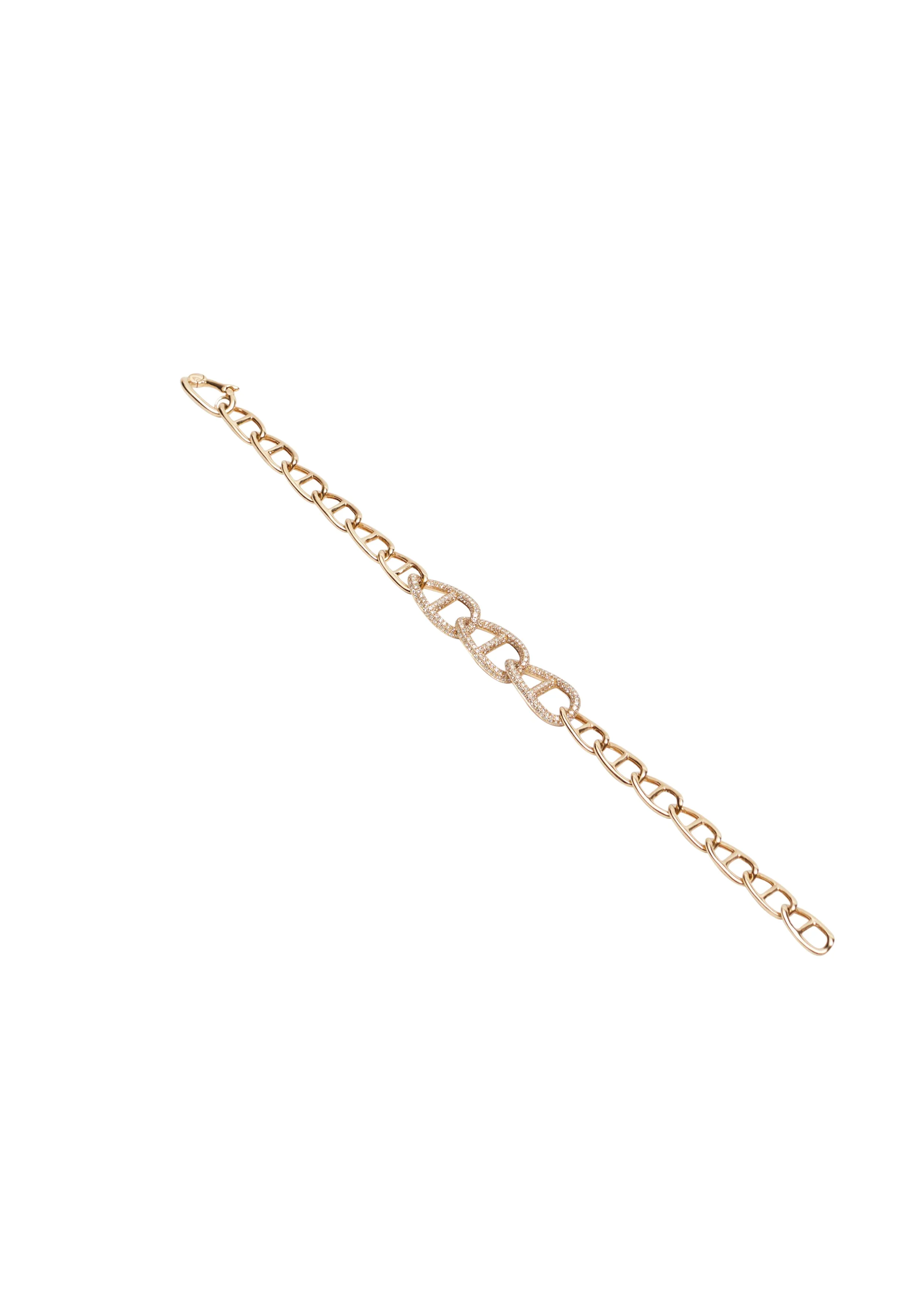 Three Mariner Link Diamond Chain Bracelet