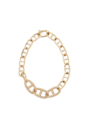 Three Mariner Link Diamond Chain Bracelet