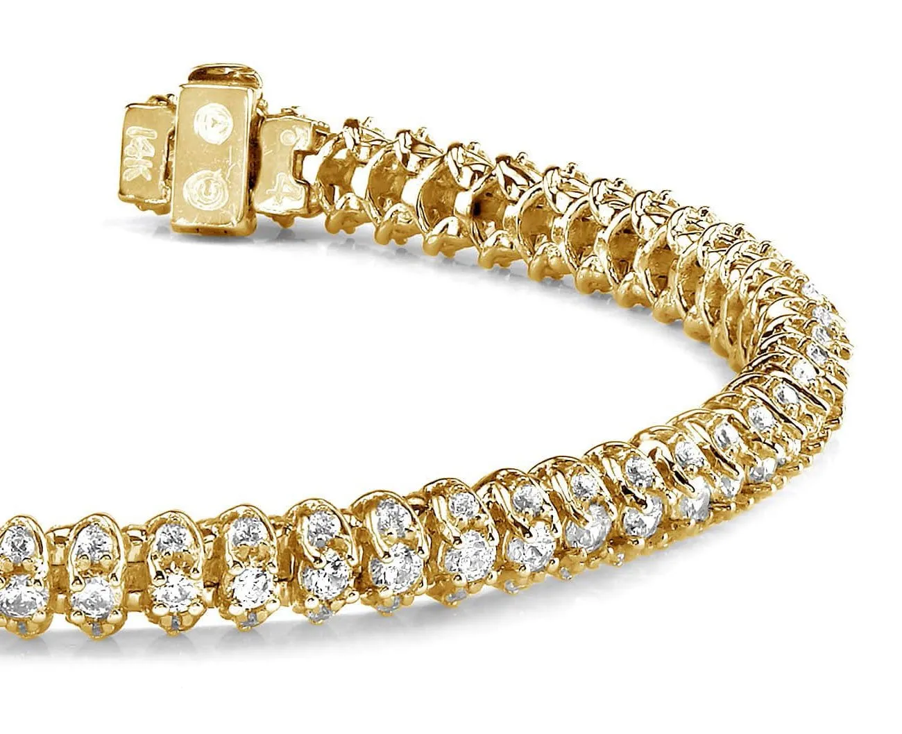 Three Row Diamond Scoop Link Bracelet Lab-Grown Diamond with 7.01 ct.(finished) 1.7mm, 3mm