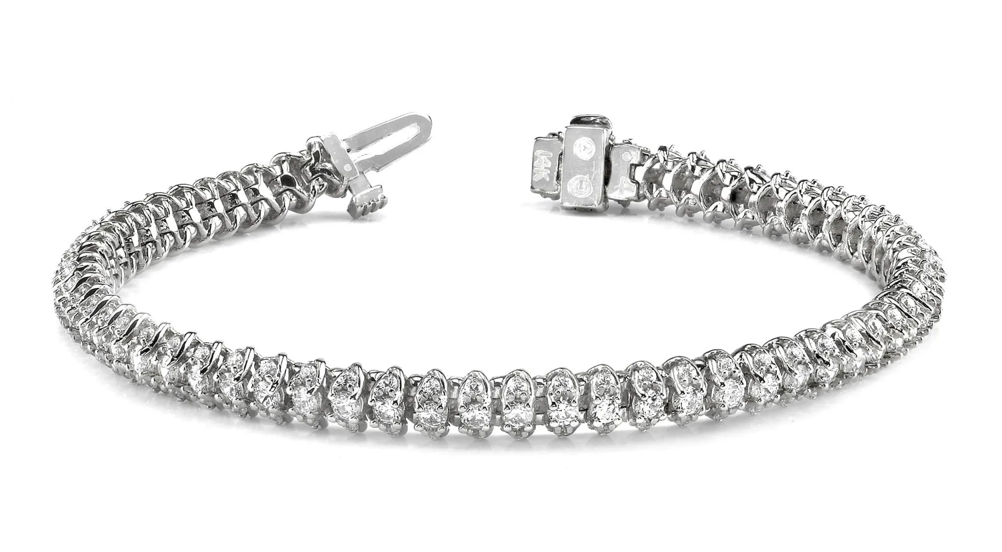 Three Row Diamond Scoop Link Bracelet Lab-Grown Diamond with 7.01 ct.(finished) 1.7mm, 3mm