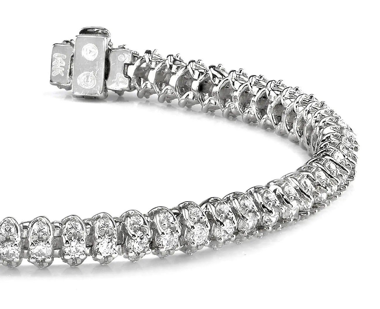 Three Row Diamond Scoop Link Bracelet Lab-Grown Diamond with 7.01 ct.(finished) 1.7mm, 3mm