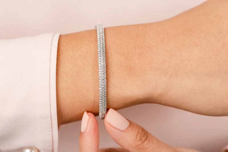 Three Row Pave Lab-Grown Diamond Bangle with 3.19 ct.(finished) 1.7mm