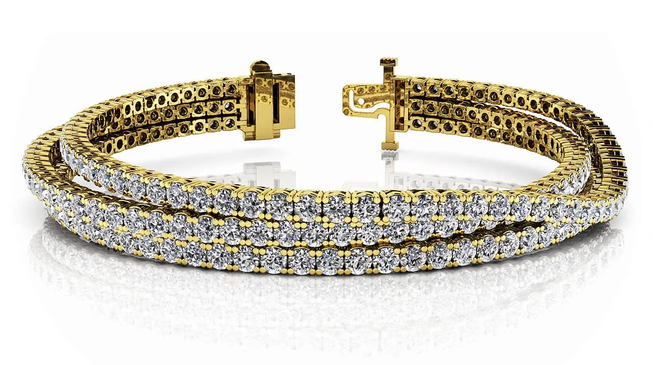 Three Rows Flexible Diamond Bracelet with 8.49 ct.(finished) 2.2mm