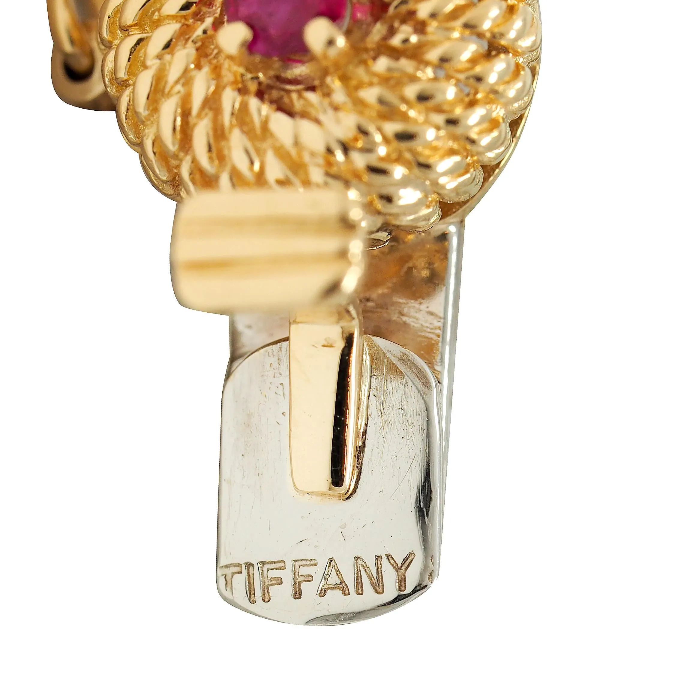 Tiffany & Co. 1960's Ruby 18 Karat Yellow Gold Vintage Twisted Rope Link Bracelet
