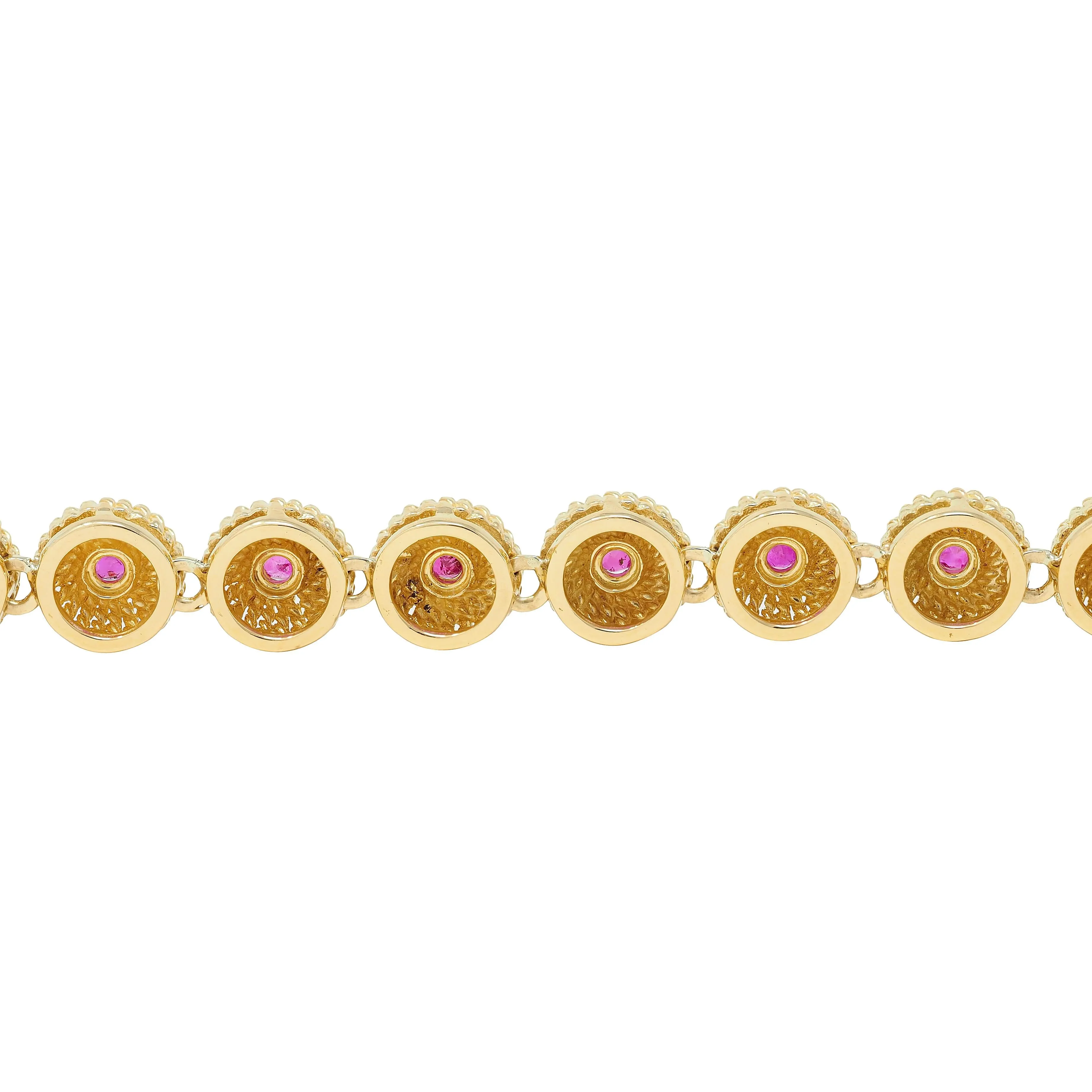 Tiffany & Co. 1960's Ruby 18 Karat Yellow Gold Vintage Twisted Rope Link Bracelet