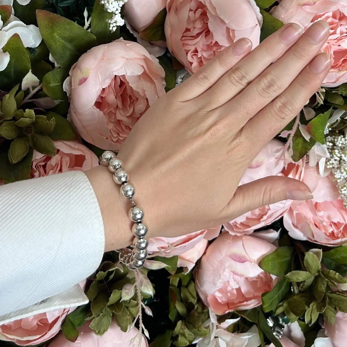 Tiffany & Co HardWear Sterling Silver 8mm Ball Bracelet - 20cm