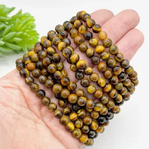 Tiger Eye Brown Marble | Gemstone Bead Bracelets | 6mm Stone | Women