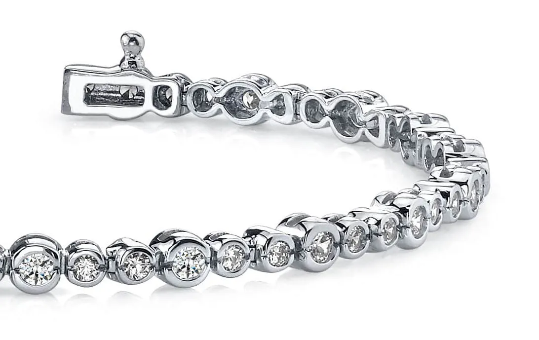Timeless Half Bezel Diamond Bracelet with 2.07 ct.(finished) 2mm, 2.5mm