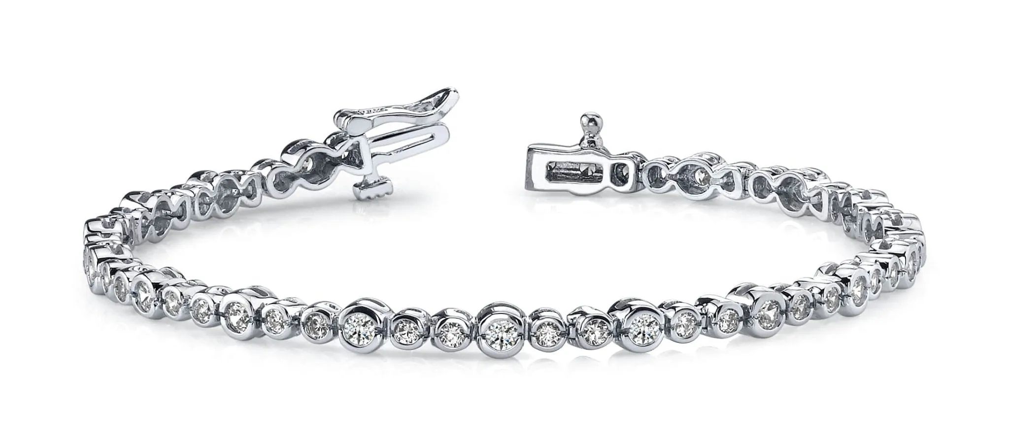 Timeless Half Bezel Diamond Bracelet with 2.07 ct.(finished) 2mm, 2.5mm