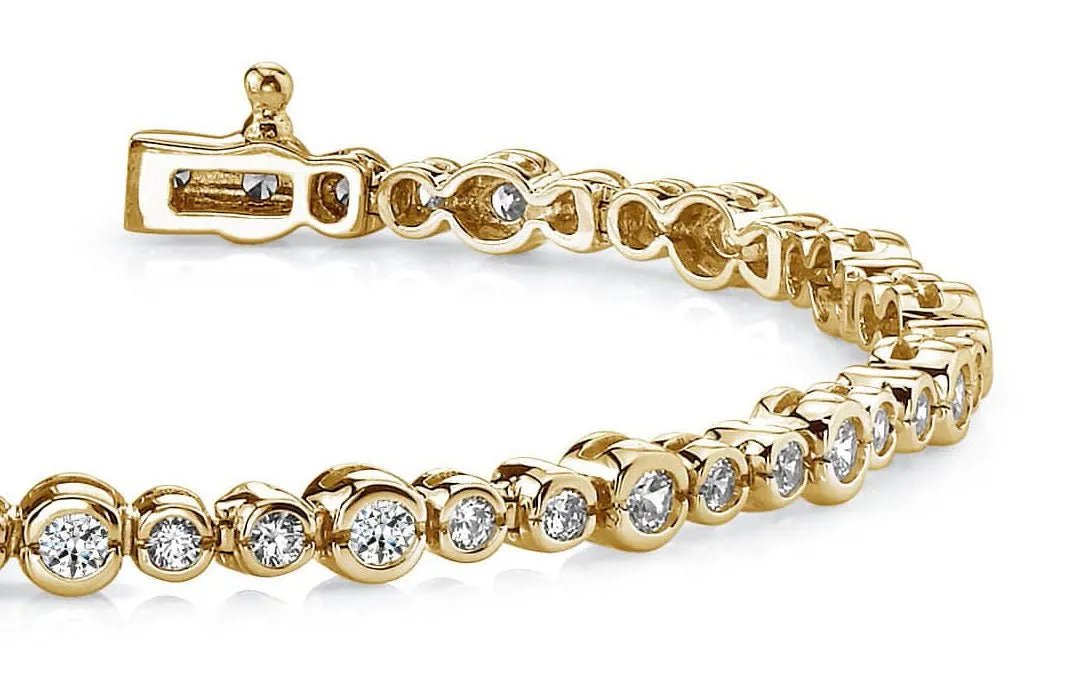 Timeless Half Bezel Diamond Bracelet with 2.07 ct.(finished) 2mm, 2.5mm