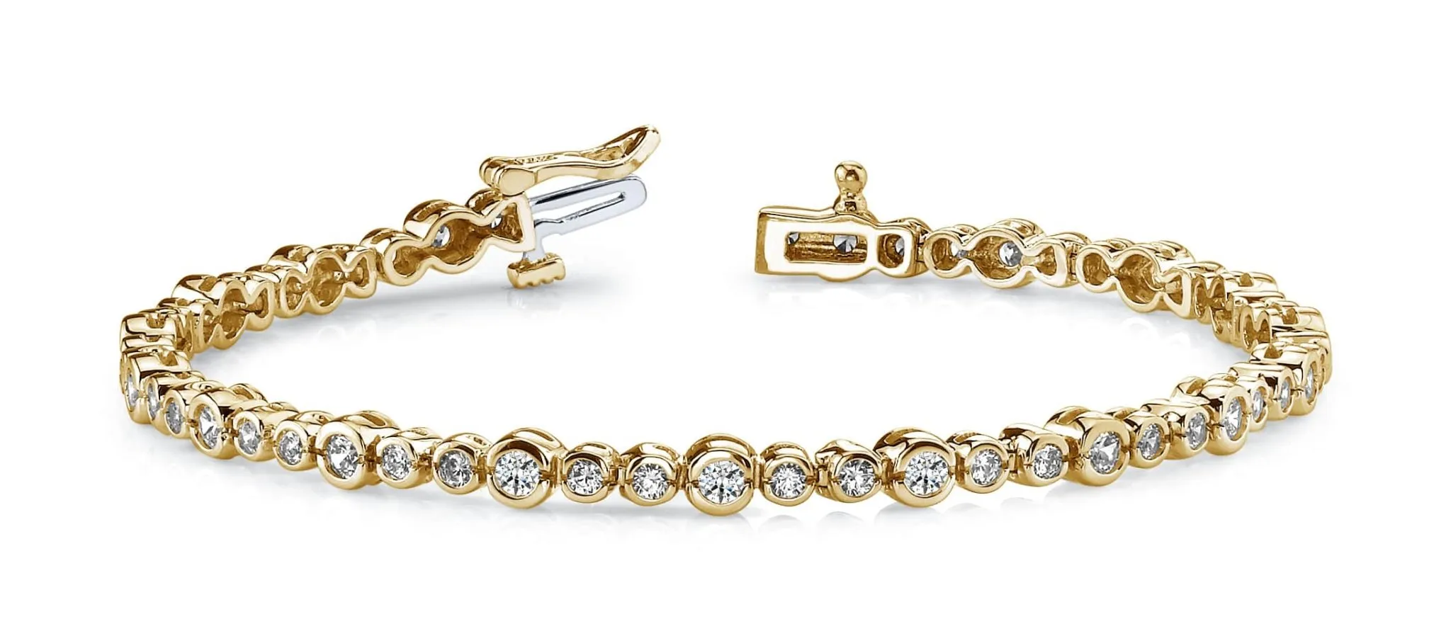 Timeless Half Bezel Diamond Bracelet with 2.07 ct.(finished) 2mm, 2.5mm