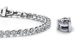 Timeless Three Prong Lab-Grown Diamond Tennis Bracelet with 12.40 ct.(finished) 4.7mm