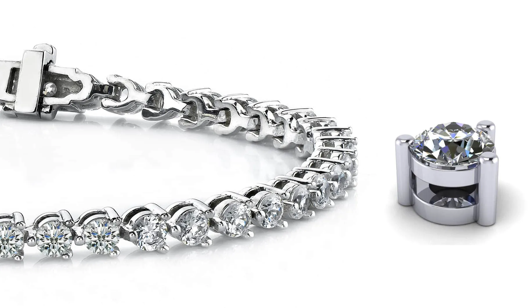 Timeless Three Prong Lab-Grown Diamond Tennis Bracelet with 12.40 ct.(finished) 4.7mm