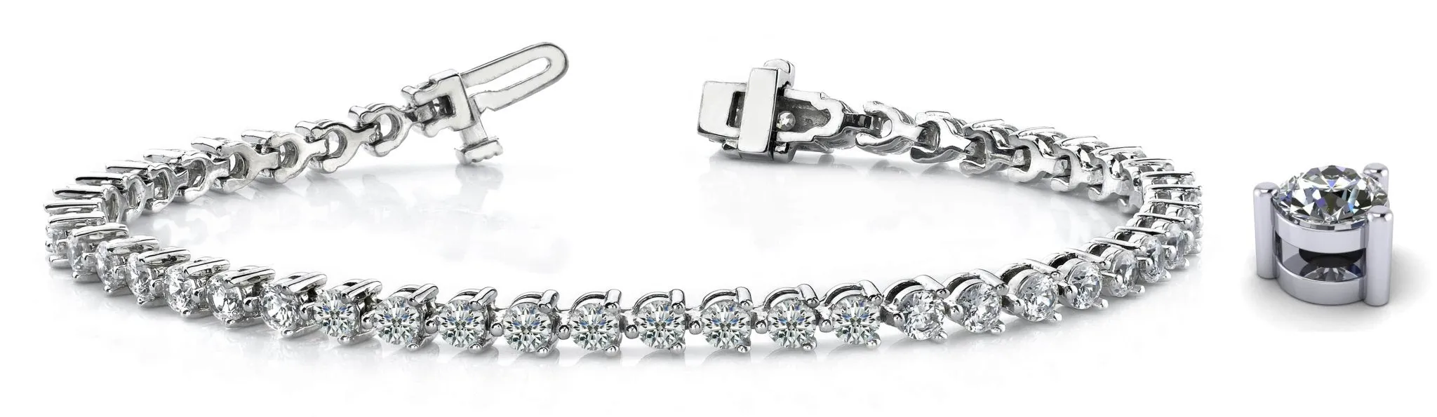 Timeless Three Prong Lab-Grown Diamond Tennis Bracelet with 12.40 ct.(finished) 4.7mm