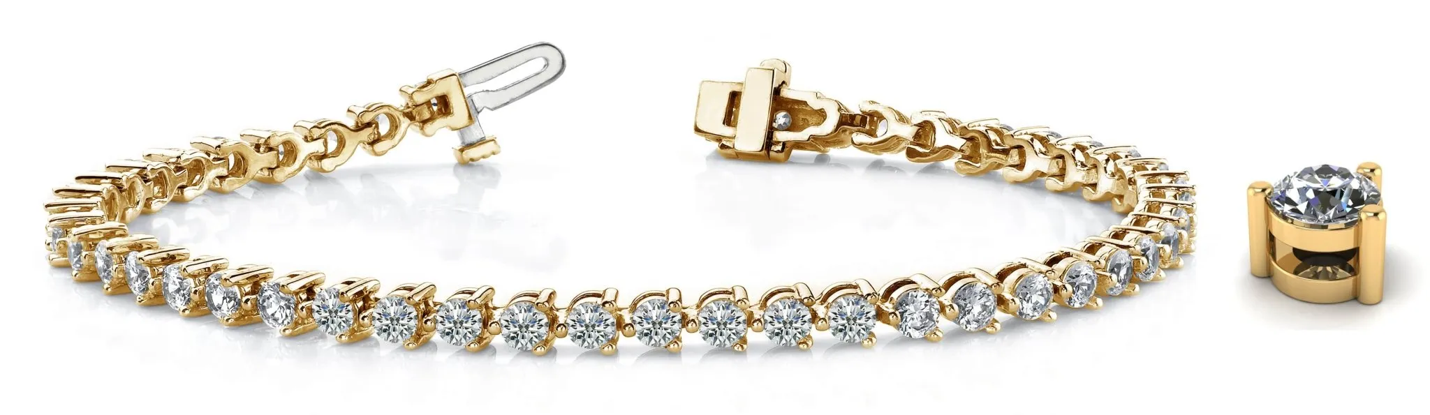 Timeless Three Prong Lab-Grown Diamond Tennis Bracelet with 12.40 ct.(finished) 4.7mm