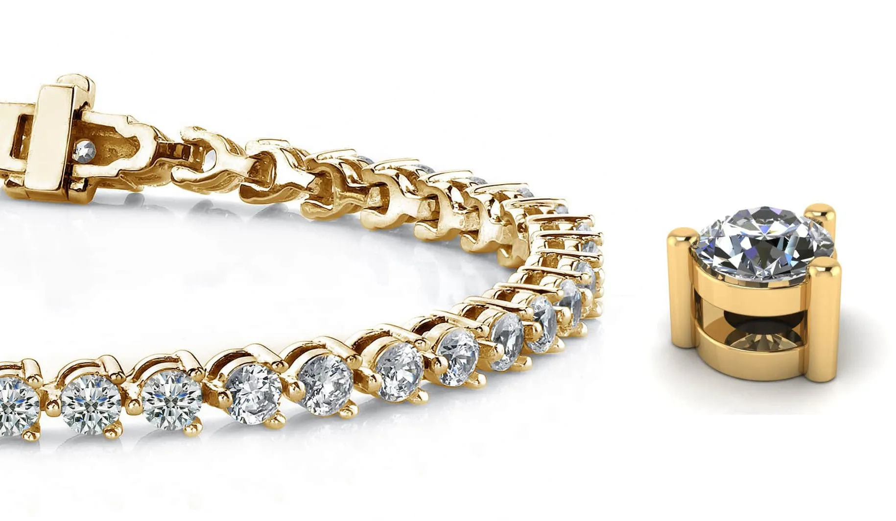 Timeless Three Prong Lab-Grown Diamond Tennis Bracelet with 12.40 ct.(finished) 4.7mm