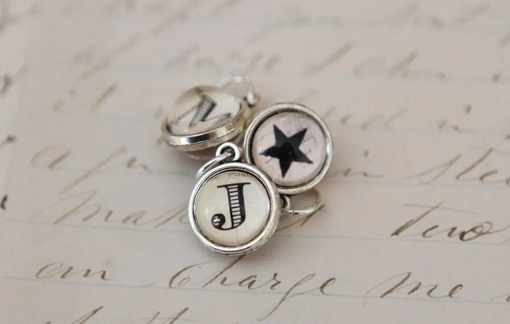 Tiny Cream Two Sided Round Initial Charm