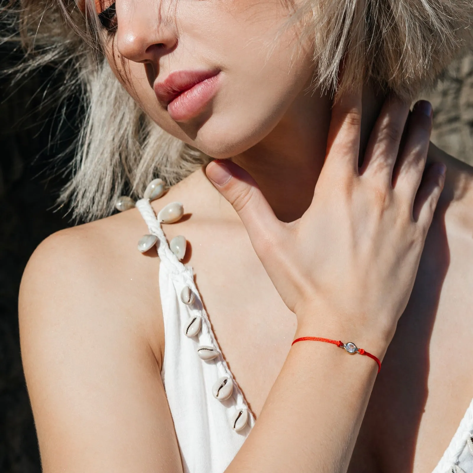 Tiny Crystal Gold Red String Protection Bracelet