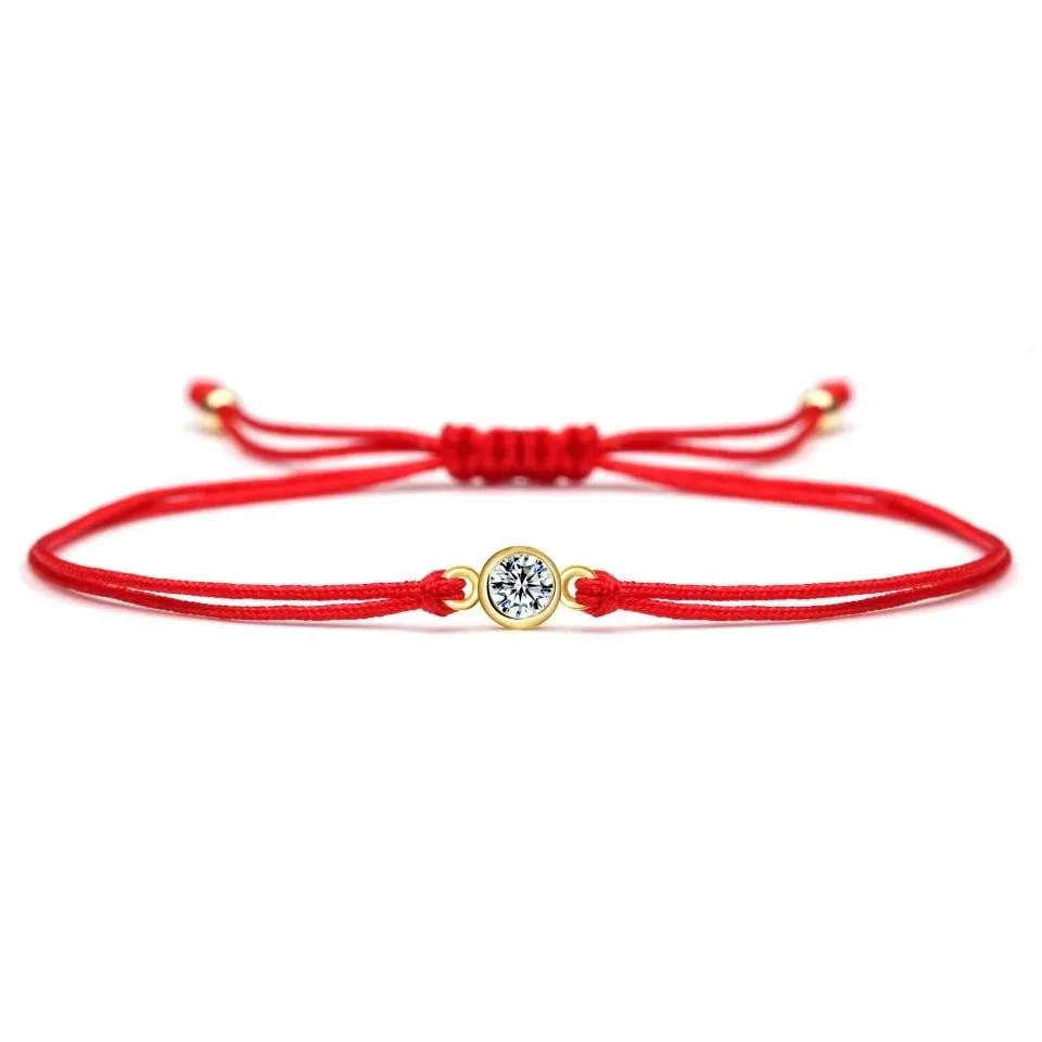 Tiny Crystal Gold Red String Protection Bracelet