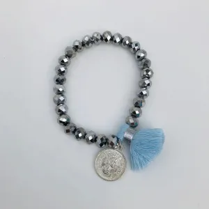 TM. Crystal Coin & Tassel Bracelet