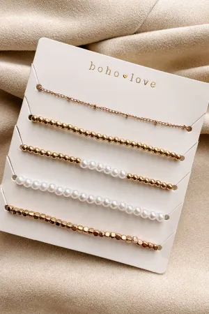Too Little, Too Late 5-Piece Bracelet Pack (Gold/White)