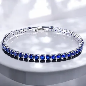 TORY -  Sapphire 18k silver plated cz tennis bracelet