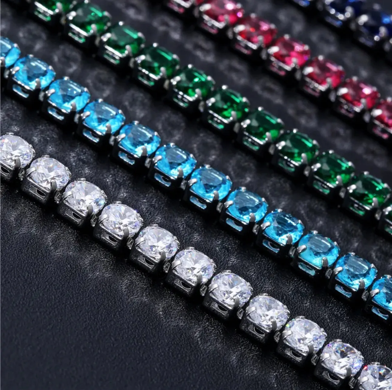 TORY -  Sapphire 18k silver plated cz tennis bracelet