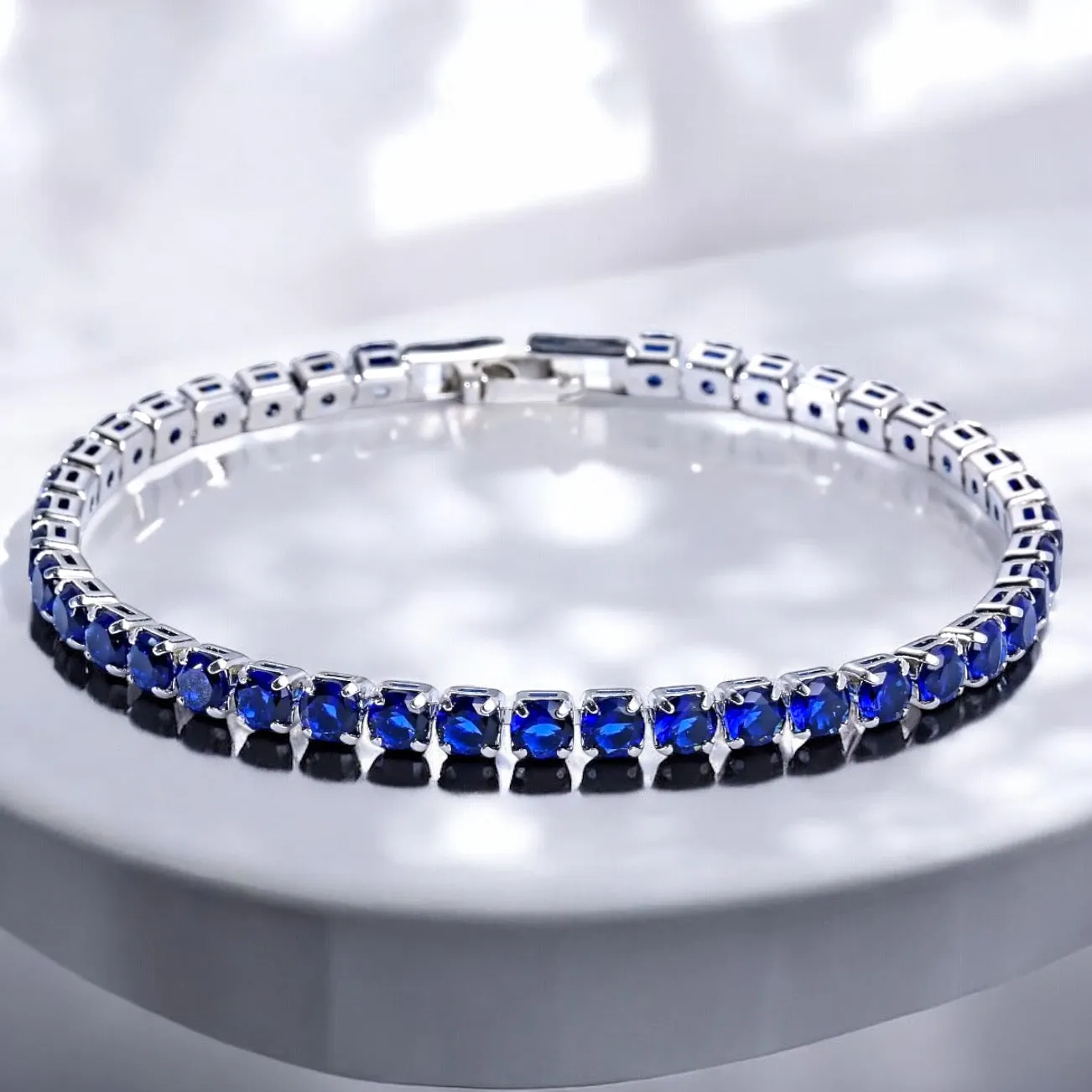 TORY -  Sapphire 18k silver plated cz tennis bracelet