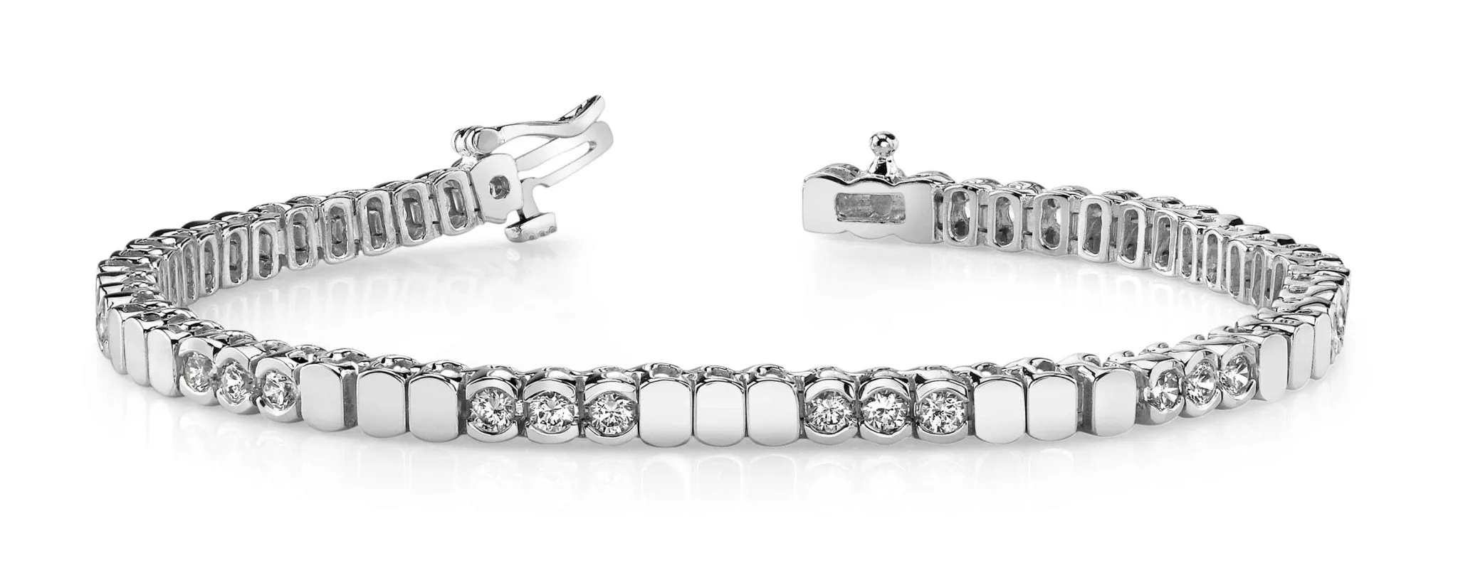 Triple Bezel Diamond Bracelet with 1.80 ct.(finished) 2.5mm