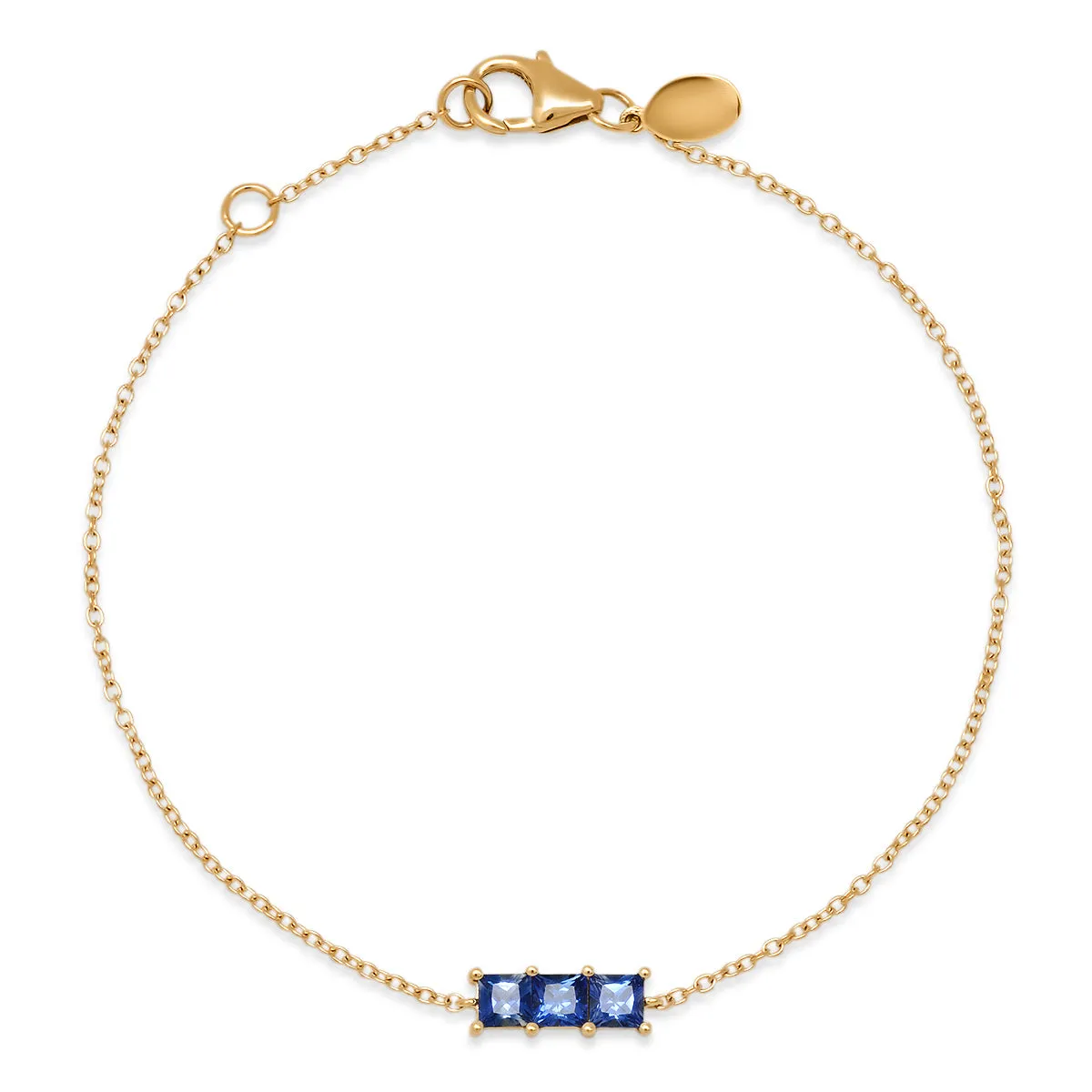 Triple Blue Sapphire Princess Cut Bracelet