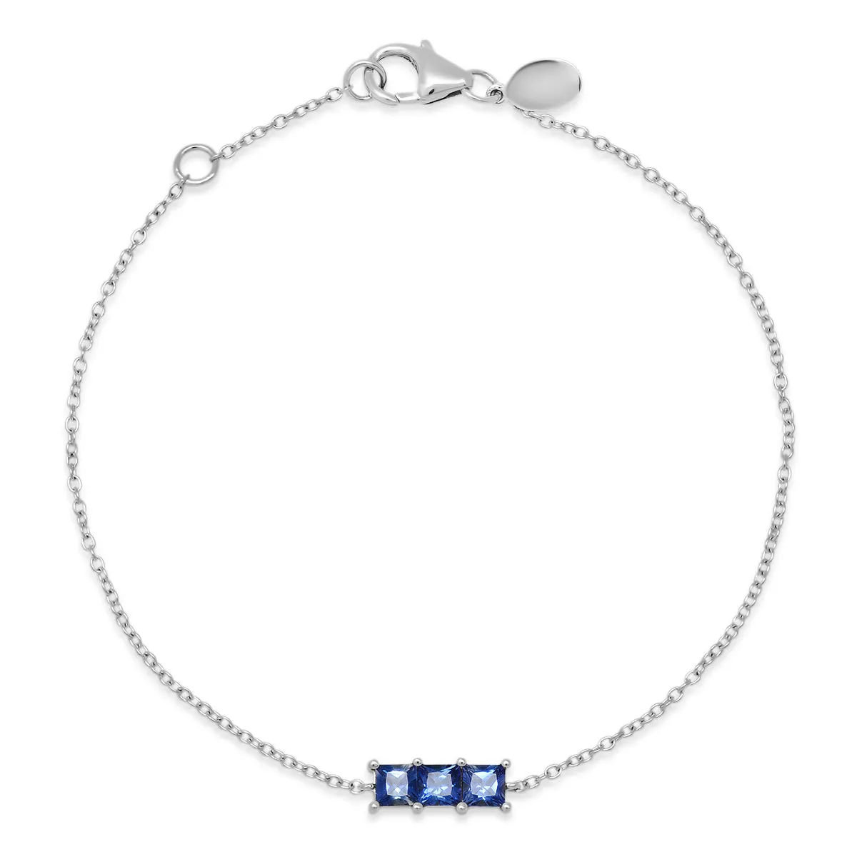 Triple Blue Sapphire Princess Cut Bracelet