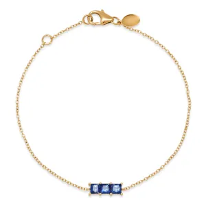 Triple Blue Sapphire Princess Cut Bracelet