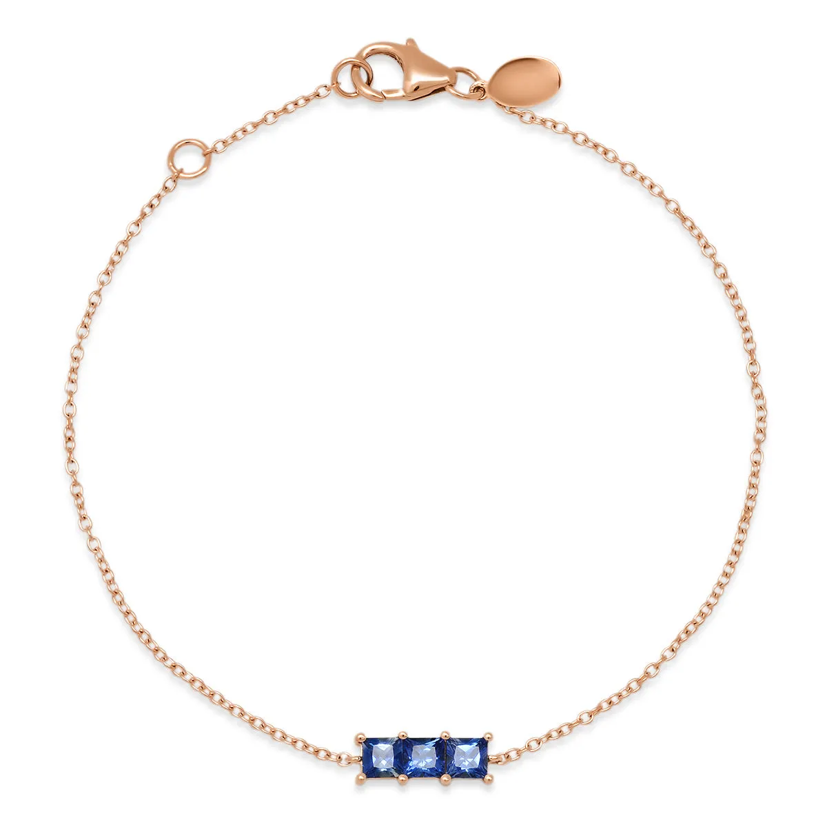 Triple Blue Sapphire Princess Cut Bracelet